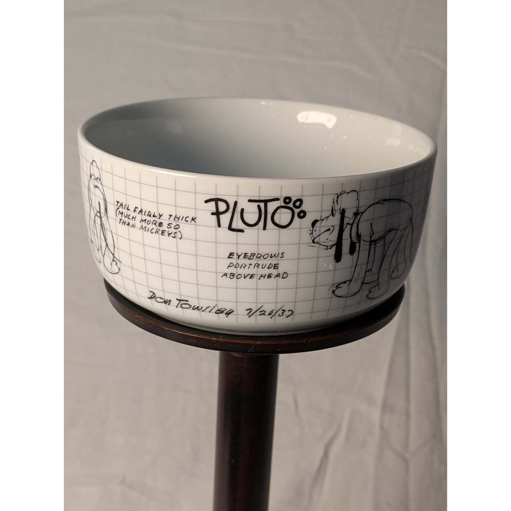 Disney Pluto Animator Sketch Bowl Mickey Mouse Don Towsley 1937 Ceramic White